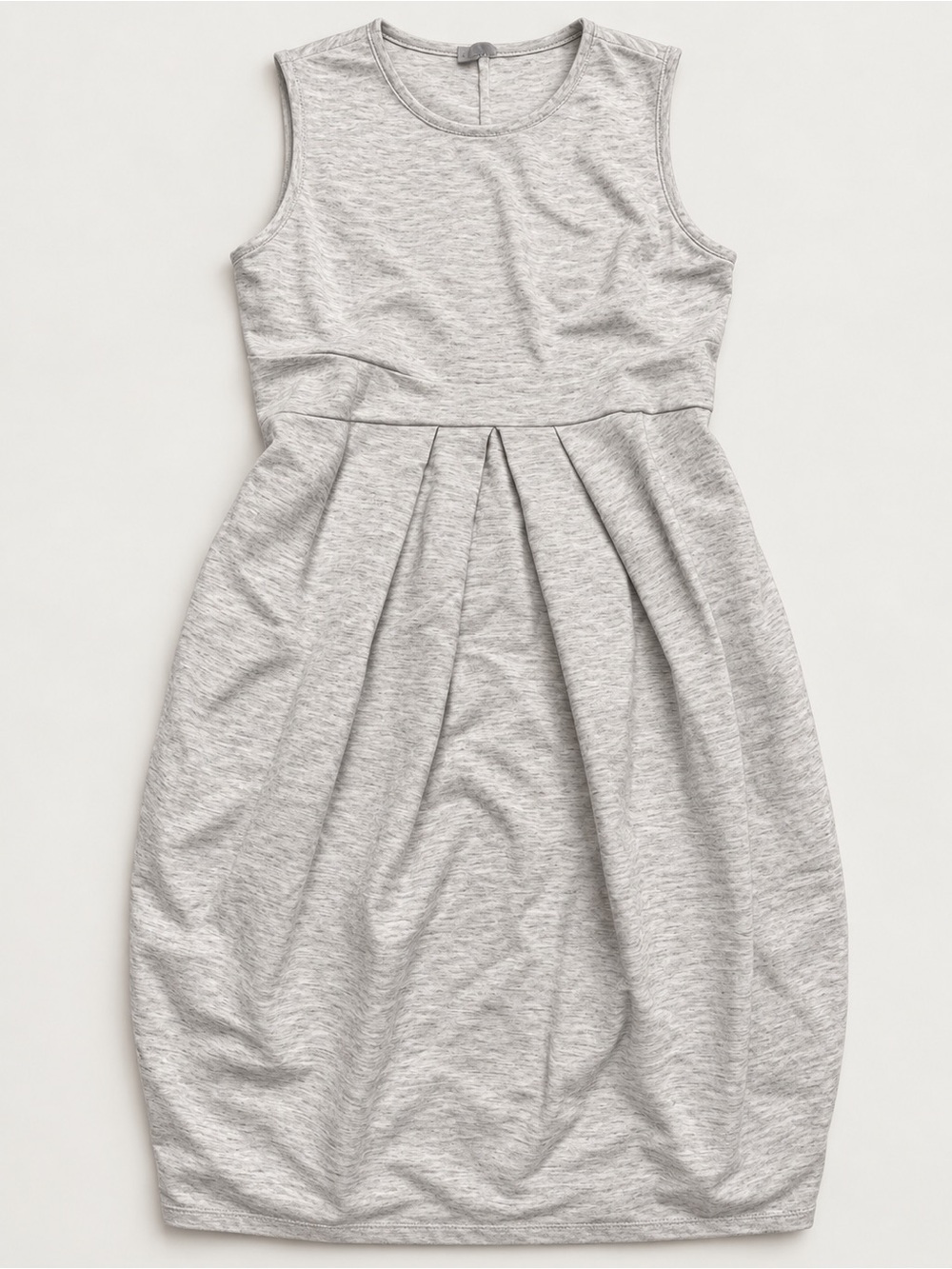 Girls' Sleeveless Heather Gray Pleated Casual Dress